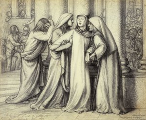 Neitsyt Mariaa lohdutetaan, 1891 tekijältä Dante Gabriel Charles Rossetti