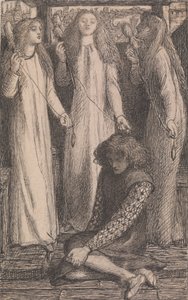 Kuvitus Elfen-Meren piikalle tekijältä Dante Gabriel Rossetti