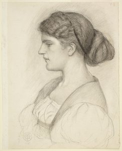 Fanny Cornforthin rintakuva sivuprofiilissa tekijältä Dante Gabriel Rossetti
