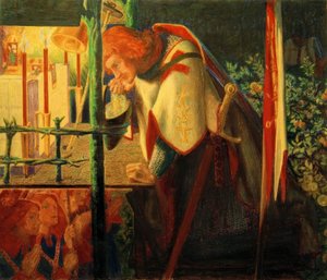 Sir Galahad raunioituneessa kappelissa tekijältä Dante Gabriel Charles Rossetti