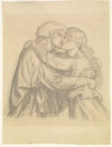 Siunattu Damozel - Tutkimus kahdesta rakastavasta, jotka syleilevät toisiaan. tekijältä Dante Gabriel Rossetti