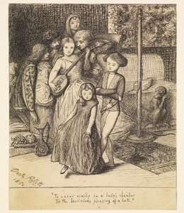 Karkeloida ketterästi naisen kamarissa luutun aistillisen miellyttävän soiton tahdissa tekijältä Dante Gabriel Rossetti
