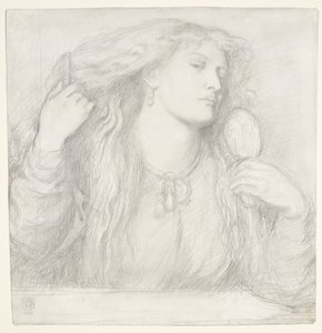 Nainen kampaa hiuksiaan, Fanny Cornforth tekijältä Dante Gabriel Rossetti