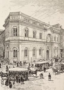 Evankelinen kirkko Via Nazionalella, Rooma, Italia, kaiverrus Dante Paoloccin piirroksesta, L