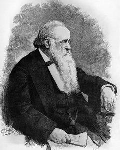 Italian valtiomiehen Agostino Depretisin (1813-1887) muotokuva, piirustus Dante Paolocci (1856-1926), kaiverrus L
