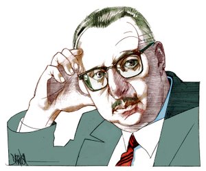 Giorgio Manganelli, 2021 (digitaalinen värikynäpiirros) tekijältä Dariush Radpour