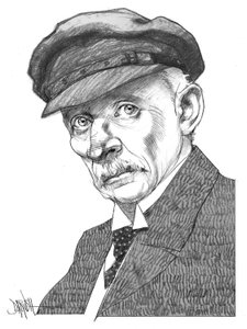 Gustav Meyrink, 2024 (digitaalinen värikynäpiirros) tekijältä Dariush Radpour