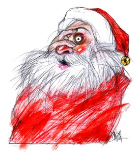 Joulupukki, 2008 (digitaalinen värikynäpiirros)
