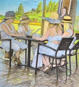 Ladies Who Lunch, 2023 (lyijykynä paperille)