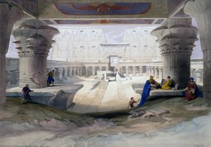 Edfun temppeli, kaiverrus David Robertsin (1796-1864) piirroksesta Egyptistä ja Nubiasta