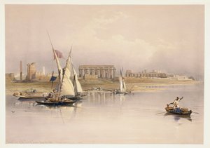 Egypti, Luxorin rauniot Niilistä, kaiverrus David Robertsin piirustuksen perusteella tekijältä David (after) Roberts