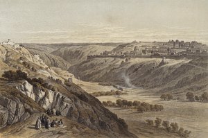 Jerusalem Öljymäeltä (väri litho) tekijältä David (after) Roberts