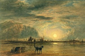Rantakuvaus – auringonnousu, n. 1820 (akvarelli ja kynä grafiitin päällä paperille) tekijältä David (attr. to) Cox