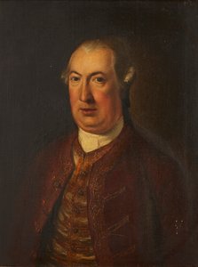 Puolipitkä muotokuva herrasmiehestä brodeeratussa takissa ja liivissä (öljy kankaalle) tekijältä David (follower of) Martin