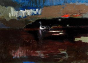 Black-throated Diver, n. 1986 (öljy kankaalle) tekijältä David Alan Redpath Michie