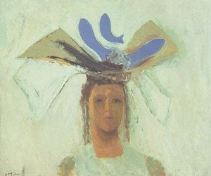 Tyttö Blue Fishin kanssa (öljyä aluksella) tekijältä David Alan Redpath Michie