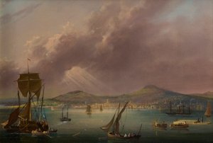 Dundee from the River, n. 1835 (öljy kankaalle) tekijältä David Angelo Andrews