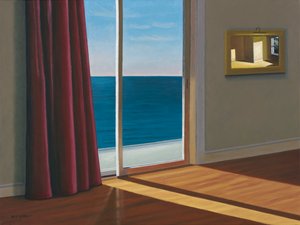 Aurinko tyhjässä huoneessa meren rannalla, 2018 (öljy kankaalle)