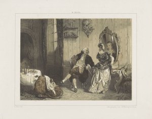 Mies ja nainen 1700-luvun sisustuksessa tekijältä David Bles