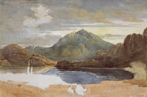 Järvi Pohjois-Walesissa, Snowdon kaukana (wc paperilla) tekijältä David Cox