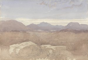 Mountainous View, Pohjois-Wales, n. 1818 (w/c ja grafiitti paperilla) tekijältä David Cox