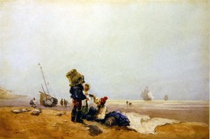 Kalastajat rannalla tekijältä David Cox