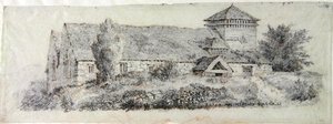 Llanfair Church, Pohjois-Wales, noin 1813 tekijältä David Cox