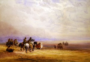 Valmistautuminen Lancaster Sandsin ylittämiseen (akvarelli paperille) tekijältä David Cox