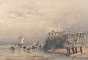 Purjehdusproomut ja katkaravut laiturilta tekijältä David Cox