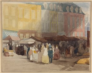 Ranskalainen torikuvio, mahdollisesti Boulogne tekijältä David Cox the elder