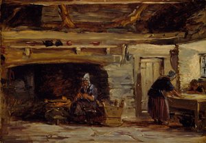 Cottage Interior, Trossavon lähellä Bettws-y-Coedia, 1844-1847. tekijältä David Cox the elder