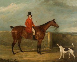 John Hall Kent metsästysasussa hevosen selässä, 1825 tekijältä David Dalby
