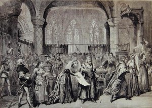 Kohtaus Charles Villiers Stanfordin elokuvasta The Canterbury Pilgrims tekijältä David Henry Friston