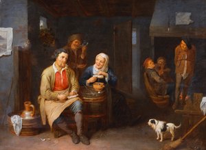 Majatalon sisustus, jossa talonpojat tupakoivat, 1647 tekijältä David III Ryckaert