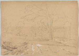 Maisema Man Fishingin kanssa, Conway, New Hampshire, 1851. tekijältä David Johnson