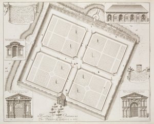 Hortus Botanicus, The Physick Garden, Oxon, Oxonia Illustratasta, julkaistu 1675 tekijältä David Loggan