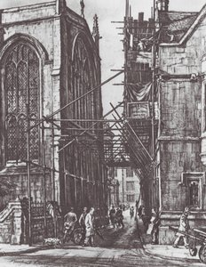 Oxford: Catte Street (litografia) tekijältä David Muirhead (after) Bone