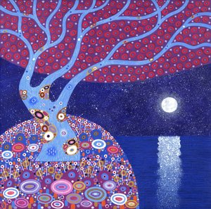 Keskiyön kuu, 2016 (akryyli kankaalle) tekijältä David Newton