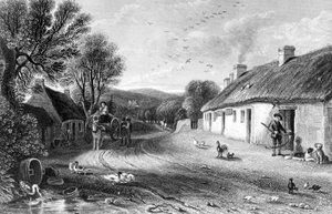Burns Cottage, kuvitus John Wilsonin "Land of Burnsista", julkaistu 1840
