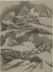 Jäälautat Maasilla tammikuussa 1809 Glaçons sur la Meuse en Janvier 1809 (otsikko esineessä) tekijältä David Pièrre Giottino Humbert de Superville (signed by artist)