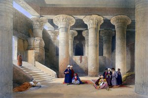 "Esnan temppelin sisustus Ylä-Egyptissä", 1838 tekijältä David Roberts, Louis Haghe