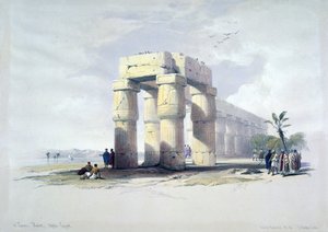 Luxorissa, Thebassa, Ylä-Egyptissä": litografia skotlantilaisen taiteilijan David Robertsin (1796-1864) akvarellin mukaan. Muinainen Egypti Arkeologia tekijältä David Roberts