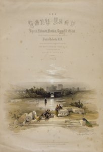 Baalbec lähteestä, 7. toukokuuta 1839, Louis Haghen (1806-85) kaiverruksen "Pyhä maa" niteen II nimiölehti, pub. 1843 tekijältä David Roberts