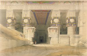 Hathorin temppelin julkisivu Dendarahissa Egyptistä ja Nubiasta, kaiverrettu Louis Haghe (1806-85), julkaistu Lontoossa, 1838 tekijältä David Roberts
