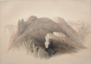 Gebil Hor. Hor-vuori, Petraa ympäröiviltä kallioilta, 1839. tekijältä David Roberts