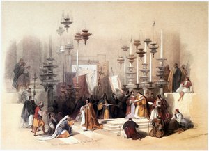 Pyhässä maassa: Jerusalem, Pyhän haudan kirkko, voitelukivi ... tekijältä David Roberts