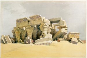 "Kom Ombon temppelin rauniot", Egypti, n. 1845 tekijältä David Roberts