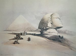 Sfinksi Gizassa. Litografia tekijältä David Roberts
