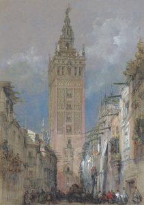 Sevillan maurien torni, nimeltään Giralda, Espanja tekijältä David Roberts