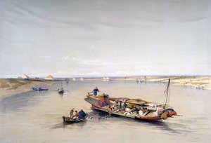 Niili päin Dahshurin ja Saqqaran pyramideja, 1800-luku tekijältä David Roberts